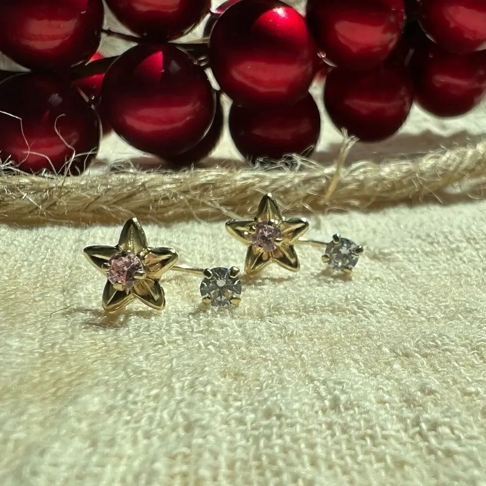 14k real gold flower telephonic earrings perfect real gold gift